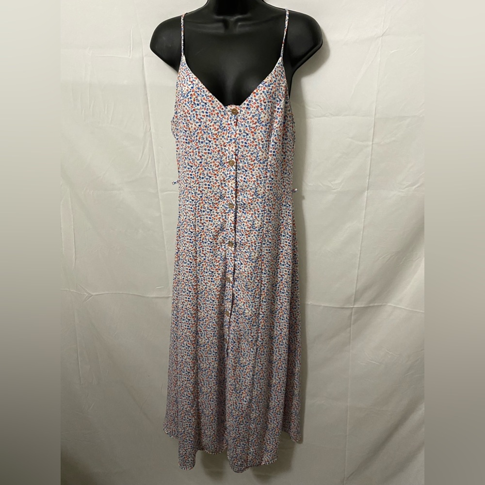 Sienna Sky Medium Womens Dress Red White Blue Button Down Fitted Long Spaghetti